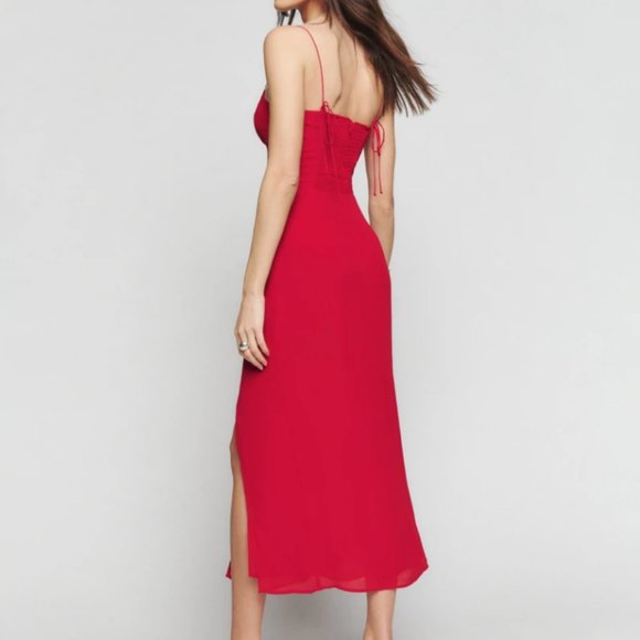 Reformation Kourtney Dress in Cherry (Red) Size 0 - Picture 2 of 3